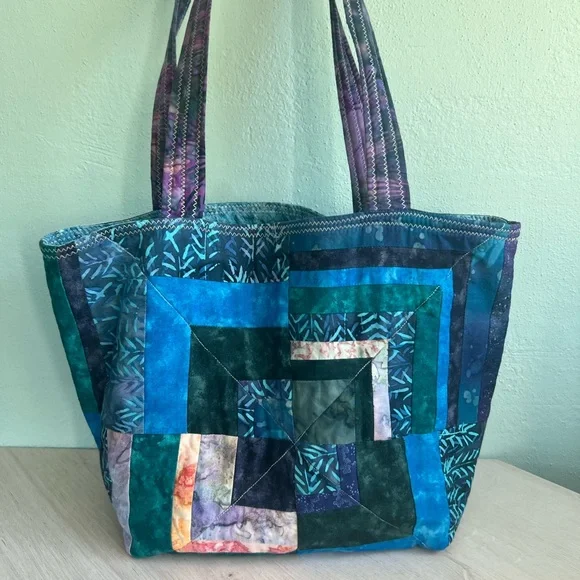 Unique design Handmade quilted “Seaside” theme tote - Picture 2 of 4
